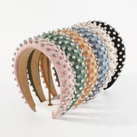 Simple Style Commute Color Block Solid Color Cloth Handmade Inlay Rhinestones Hair Band main image 1