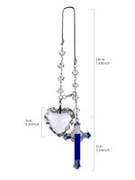 Simple Clair En Forme De Coeur En Cristal Alliage Bleu Émaillé Croix Voiture Intérieur Charmes main image 2