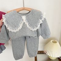 Casual Solid Color Cotton Blend Girls Clothing Sets main image 3