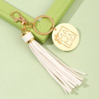 Simple Style Letter Pu Leather Metal Tassel Keychain main image 2