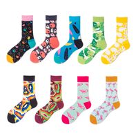 Unisex Casual Animal Star Flamingo Cotton Crew Socks A Pair main image 6