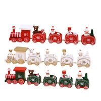 Christmas Cute Pastoral Christmas Tree Train Snowman Wood Indoor Party Festival Ornaments main image 3