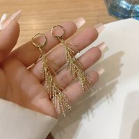 1 Pair Simple Style Printing Solid Color Tassel Plating Copper Alloy Drop Earrings main image 1