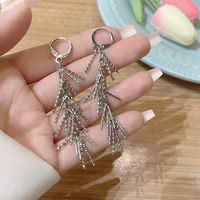 1 Pair Simple Style Printing Solid Color Tassel Plating Copper Alloy Drop Earrings main image 3