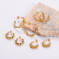 1 Pair Vintage Style C Shape Bow Knot Plating Stainless Steel 18K Gold Plated Ear Studs main image 2