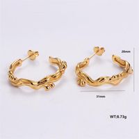 1 Pair Vintage Style C Shape Bow Knot Plating Stainless Steel 18K Gold Plated Ear Studs sku image 1