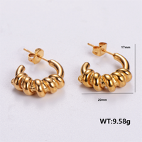1 Pair Vintage Style C Shape Bow Knot Plating Stainless Steel 18K Gold Plated Ear Studs sku image 4