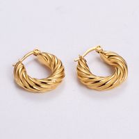 1 Pair Vintage Style C Shape Bow Knot Plating Stainless Steel 18K Gold Plated Ear Studs sku image 9