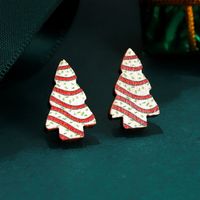 1 Pair Cute Christmas Hat Santa Claus Snowflake Wood Ear Studs main image 5