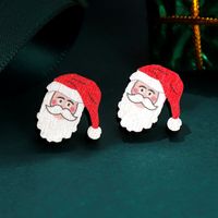 1 Pair Cute Christmas Hat Santa Claus Snowflake Wood Ear Studs sku image 1