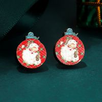 1 Pair Cute Christmas Hat Santa Claus Snowflake Wood Ear Studs sku image 2