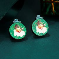 1 Pair Cute Christmas Hat Santa Claus Snowflake Wood Ear Studs sku image 3