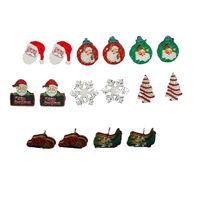 1 Pair Cute Christmas Hat Santa Claus Snowflake Wood Ear Studs main image 2