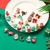 1 Pair Cute Christmas Tree Santa Claus Gingerbread Plating Arylic Ear Studs main image 5