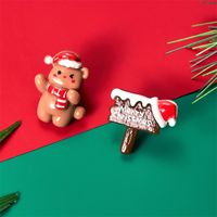 1 Pair Cute Christmas Tree Santa Claus Gingerbread Plating Arylic Ear Studs sku image 4