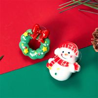 1 Pair Cute Christmas Tree Santa Claus Gingerbread Plating Arylic Ear Studs sku image 10