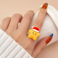 Cute Christmas Hat Christmas Tree Santa Claus Plastic Wholesale Rings sku image 4