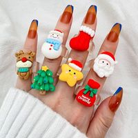 Cute Christmas Hat Christmas Tree Santa Claus Plastic Wholesale Rings main image 1