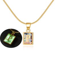 Sweet Letter Copper Plating Inlay Shell Pendant Necklace sku image 16