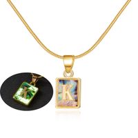 Sweet Letter Copper Plating Inlay Shell Pendant Necklace sku image 11