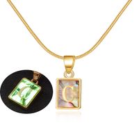 Sweet Letter Copper Plating Inlay Shell Pendant Necklace sku image 3