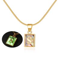 Sweet Letter Copper Plating Inlay Shell Pendant Necklace sku image 19