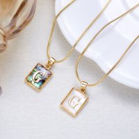 Sweet Letter Copper Plating Inlay Shell Pendant Necklace main image 2