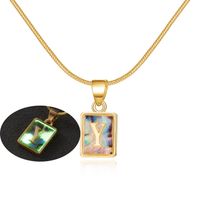 Sweet Letter Copper Plating Inlay Shell Pendant Necklace sku image 25