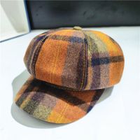 Women's Elegant Sweet British Style Plaid Curved Eaves Beret Hat sku image 2