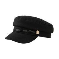 Frau Basic Britischer Stil Einfarbig Kette Gebogene Traufen Militärischer Hut sku image 1