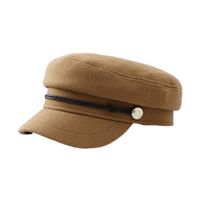 Frau Basic Britischer Stil Einfarbig Kette Gebogene Traufen Militärischer Hut main image 2