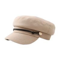 Frau Basic Britischer Stil Einfarbig Kette Gebogene Traufen Militärischer Hut sku image 3