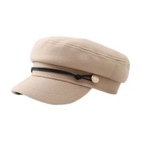 Women's Basic British Style Solid Color Chain Curved Eaves Military Hat sku image 3