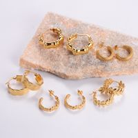 1 Pair Vintage Style C Shape Leaves Solid Color Plating 304 Stainless Steel 18K Gold Plated Ear Studs main image 2