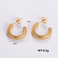 1 Pair Vintage Style C Shape Leaves Solid Color Plating 304 Stainless Steel 18K Gold Plated Ear Studs main image 6