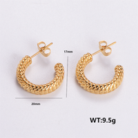 1 Pair Vintage Style C Shape Leaves Solid Color Plating 304 Stainless Steel 18K Gold Plated Ear Studs sku image 7