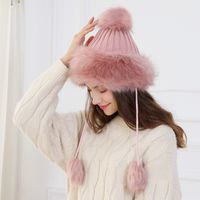 Women's Basic Simple Style Solid Color Pom Poms Eaveless Wool Cap main image 5