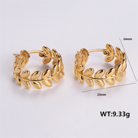 1 Pair Vintage Style C Shape Leaves Solid Color Plating 304 Stainless Steel 18K Gold Plated Ear Studs sku image 1