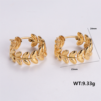 1 Par Estilo Vintage Forma De C Sale De Color Sólido Enchapado Acero Inoxidable 304 Chapados en oro de 18k Pendientes sku image 1