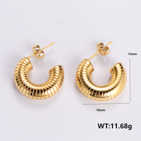1 Pair Vintage Style C Shape Leaves Solid Color Plating 304 Stainless Steel 18K Gold Plated Ear Studs sku image 9