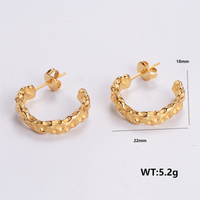 1 Pair Vintage Style C Shape Leaves Solid Color Plating 304 Stainless Steel 18K Gold Plated Ear Studs sku image 4