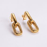 1 Par Estilo Vintage Forma De C Sale De Color Sólido Enchapado Acero Inoxidable 304 Chapados en oro de 18k Pendientes sku image 5