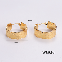 1 Pair Vintage Style C Shape Leaves Solid Color Plating 304 Stainless Steel 18K Gold Plated Ear Studs sku image 6