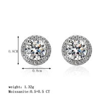 Classic Style Round Sterling Silver Gra Inlay Moissanite Silver Plated Ear Studs main image 5