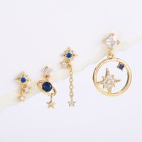 1 Set Elegant Lady Geometric Plating Inlay Brass Zircon 18k Gold Plated Silver Plated Earrings main image 2