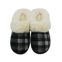 Unisex Casual Plaid Round Toe Cotton Slippers sku image 8