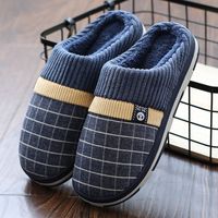 Unisex Casual Plaid Round Toe Cotton Slippers sku image 1