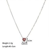 Fashion Heart Shape Titanium Steel Inlay Zircon Pendant Necklace sku image 2