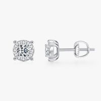 Ig Style Elegant Geometric Solid Color Sterling Silver Gra Plating Inlay Moissanite Rhodium Plated Ear Studs main image 8