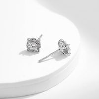 Ig Style Elegant Geometric Solid Color Sterling Silver Gra Plating Inlay Moissanite Rhodium Plated Ear Studs main image 6
